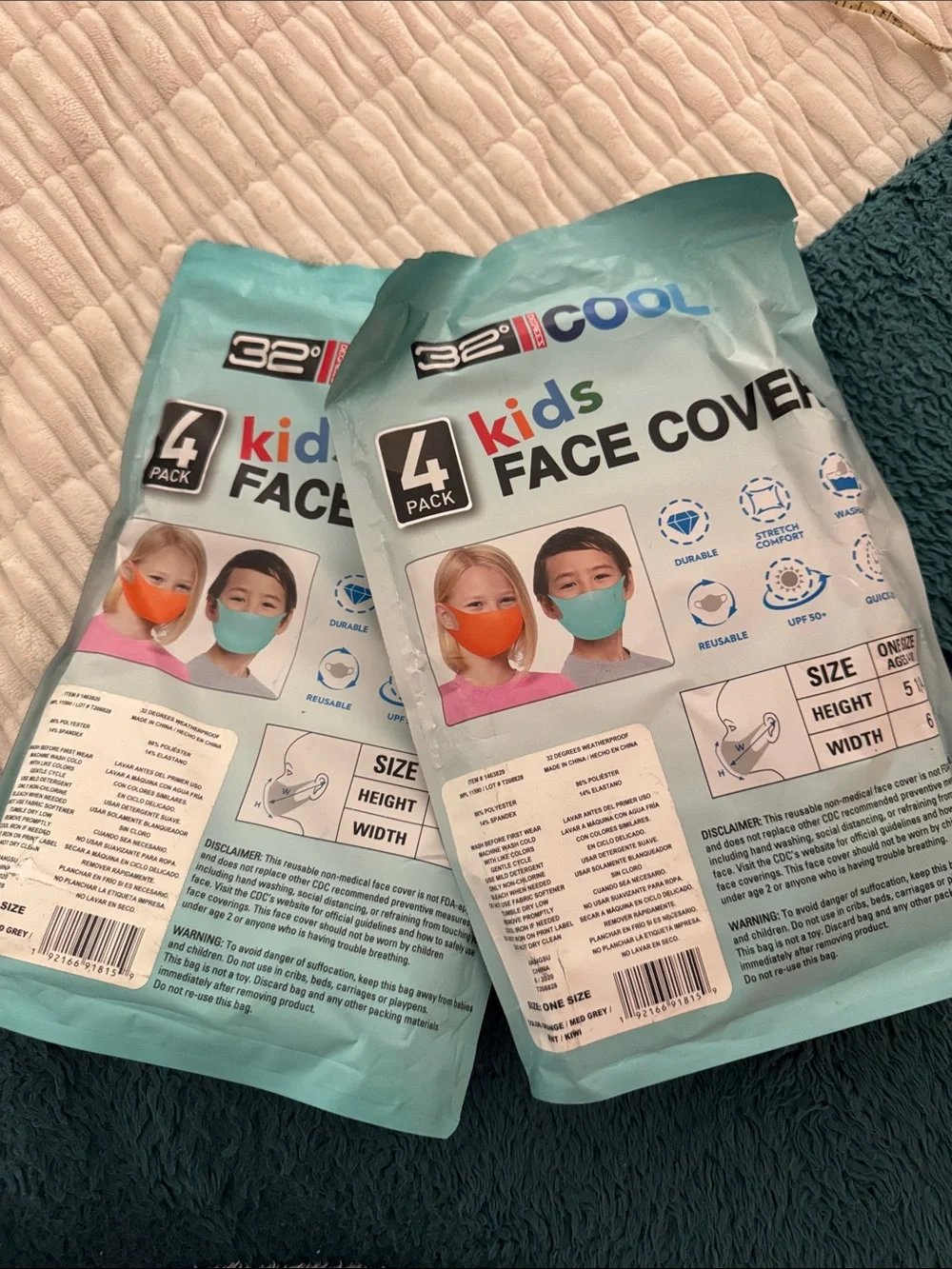 32° Kids Face Cover 2 Packs of 4 masks - Orange